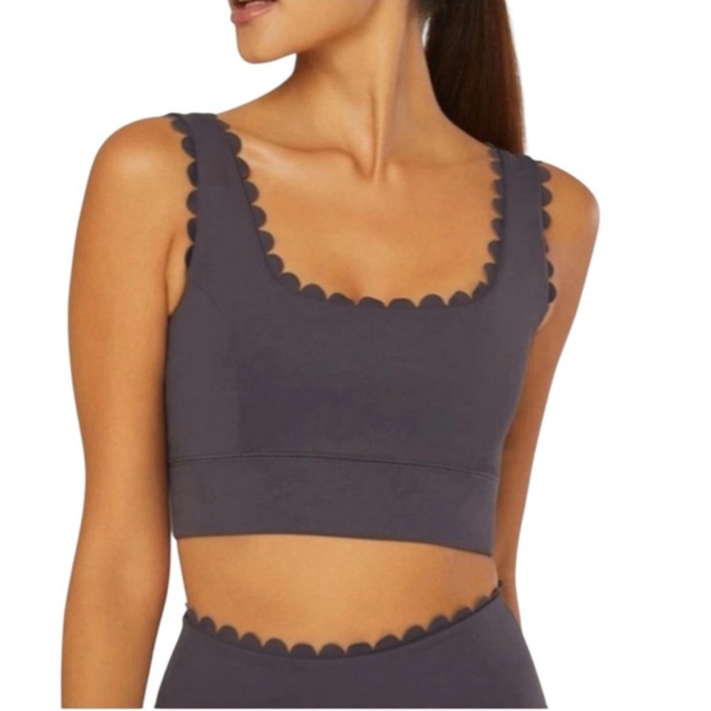New IVL Anthropologie Collection Scallop Trim Purple Power Sports Bra Size 2